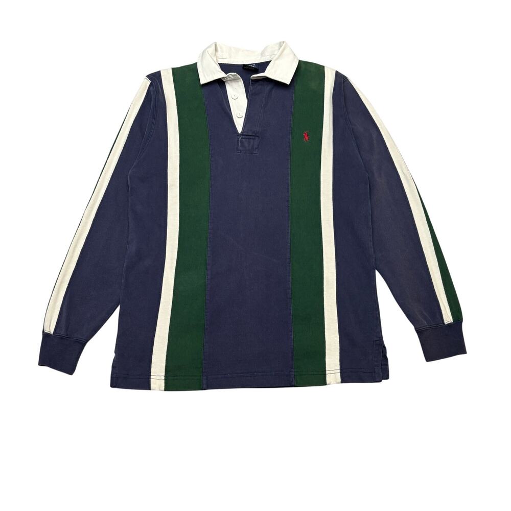Vintage Polo Ralph Lauren Vertical Stripe Rugby Shirt Men's Large Quiet Luxury